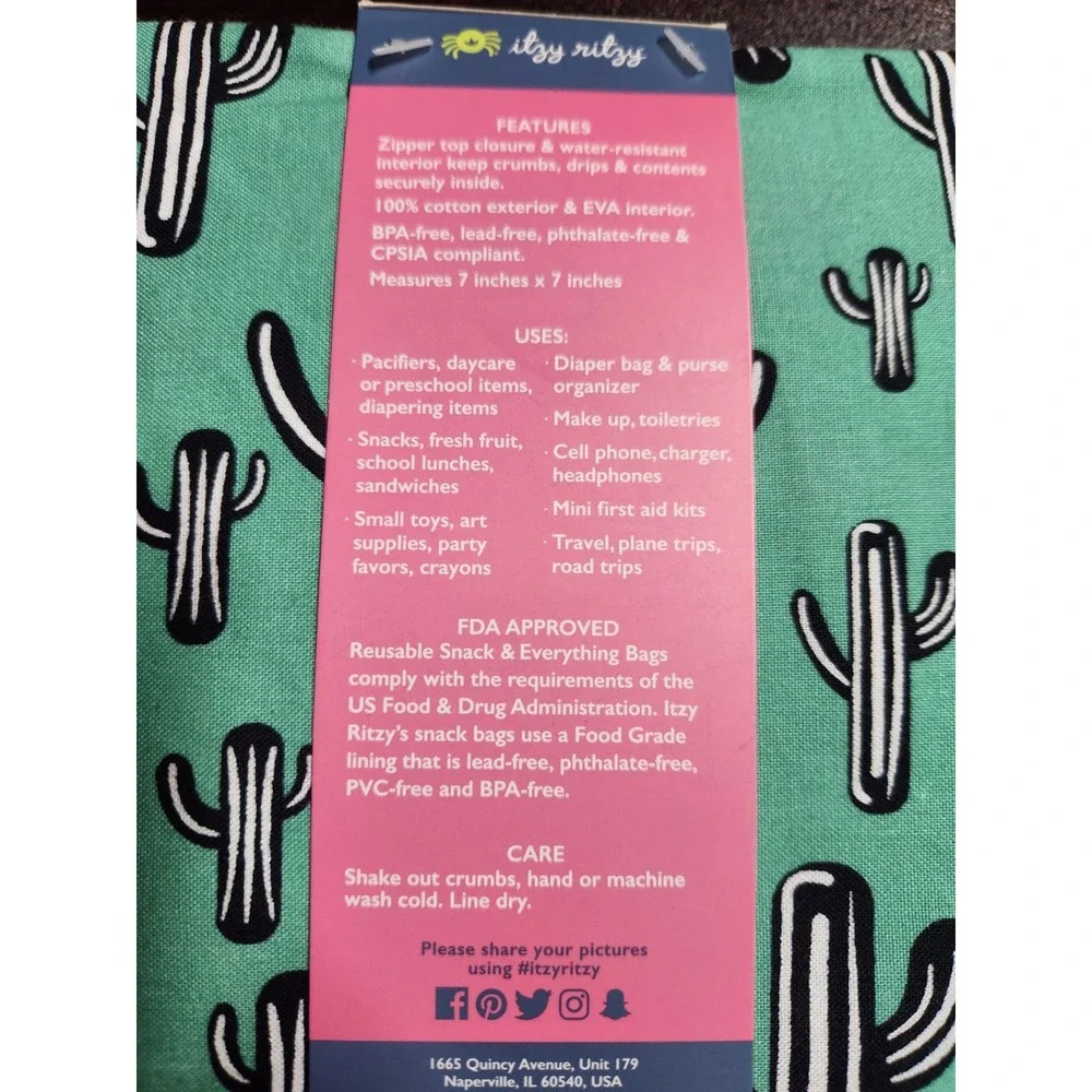 NWT Itzy Ritzy Mama Baby Snack Everything Food Safety‎ Pouch~RARE Cactus Print
